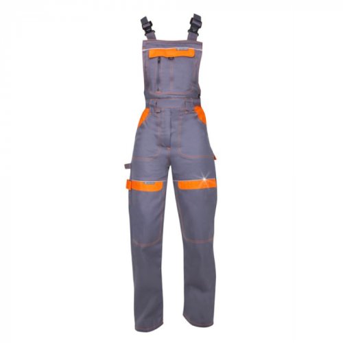 Pantaloni de lucru cu pieptar cool trend - gri portocaliu - pentru femei