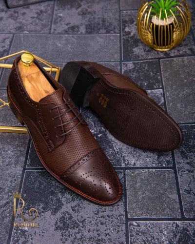 Pantofi de barbati, brogue, maro din piele naturala - p1275