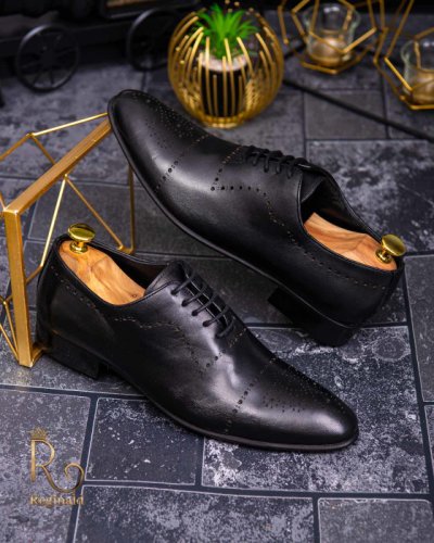Pantofi de barbati brogue, negru, piele naturala - p1294