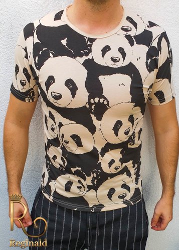 Tricou barbati slim fit crem panda - tr128