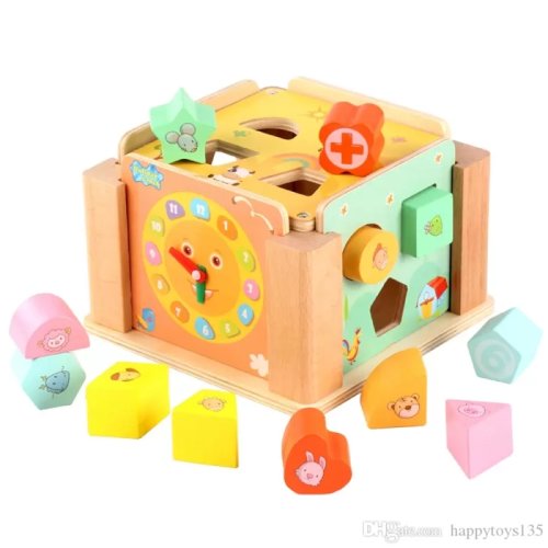 Cub multifunctional 5 in 1 karemi din lemn ``cutia inteligenta`` +3 ani