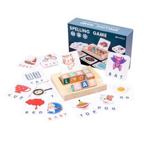 Puzzle karemi din lemn, joc de ortografie, spelling game, invatare limba engleza, 79 de piese, k01b-10140