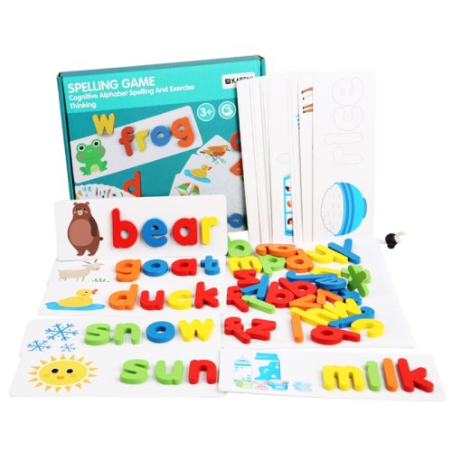 Puzzle karemi, joc de ortografie, spelling game, joc educativ cu litere si animale, joc invatare limba engleza, k01b-10147
