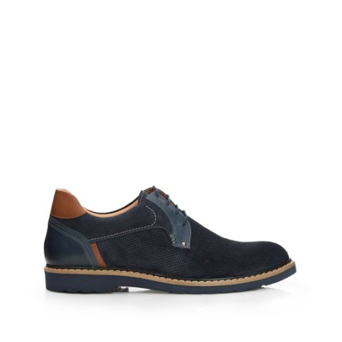 Pantofi casual barbati din piele naturala leofex- 590 blue velur