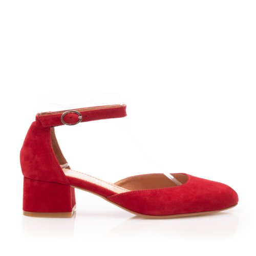 Pantofi casual cu toc damă de piele naturală, leofex - 221 roșu velur