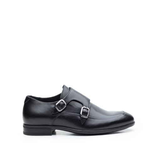 Pantofi eleganti barbati, cu catarame din piele naturala, leofex - 576-1 negru box