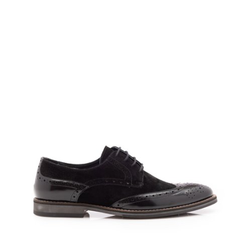 Pantofi eleganti barbati din piele naturala, leofex- 514 negru florantic velur