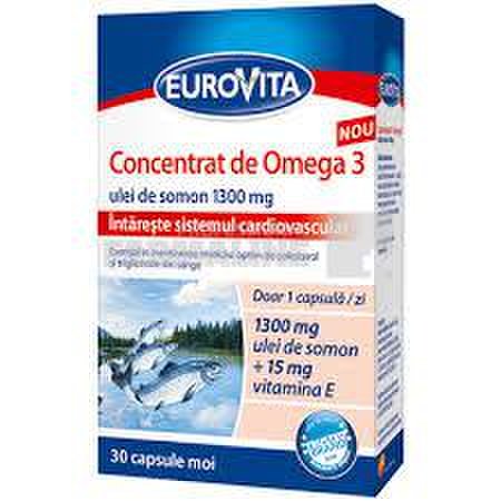 Eurovita omega 3 ulei peste oceanic + vitamina d3 + vitamina e 30 capsule