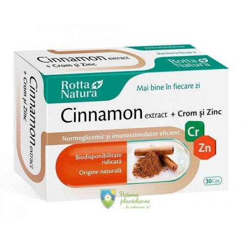 Cinnamon (scortisoara) extract, crom si zinc 30 capsule