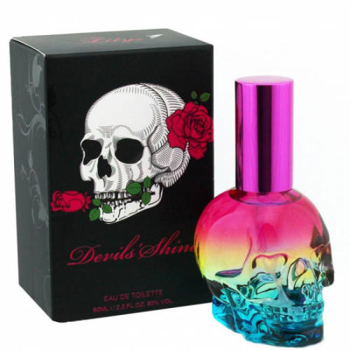 Apa de toaleta lilyz devils shine edt designed skull pink blue bottle 60 ml