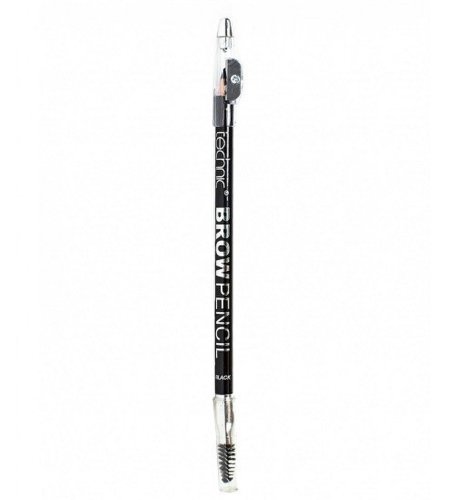 Creion de sprancene technic brow pencil cu ascutitoare si periuta, black