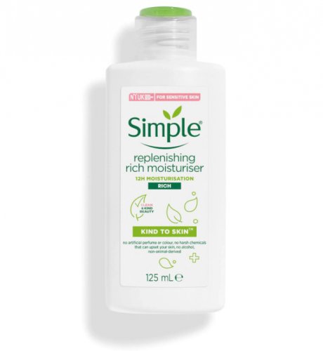 Crema reparatoare pentru ten sensibil cu bisabolol si provitamina b5, simple kind to skin replenishing rich moisturiser, 125 ml
