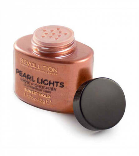 Iluminator pulbere makeup revolution pearl lights loose highlighter sunset gold 25 g