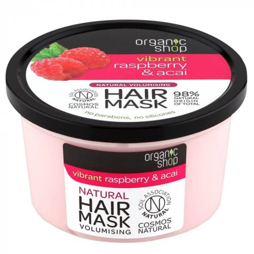 Masca pentru par cu zmeura si fructe acai, organic shop hair mask, ingrediente 98% naturale, 250 ml