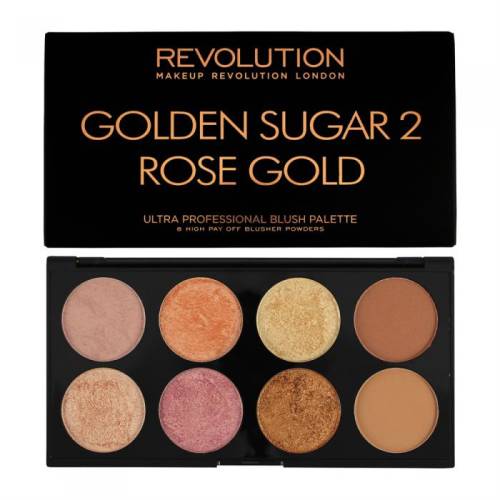 Paleta cu 8 blush uri makeup revolution ultra blush golden sugar 2 rose gold