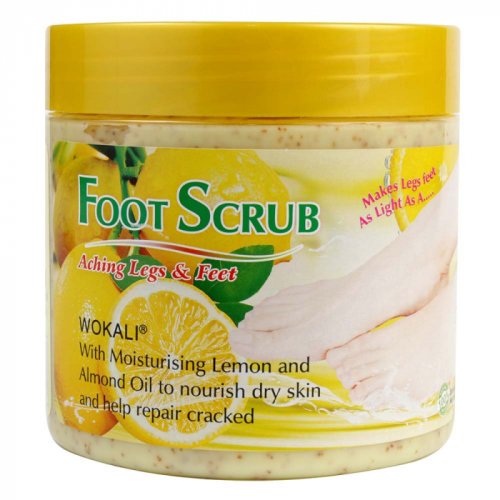 Scrub pentru picioare si talpi cu lamaie si ulei de migdale, ingrediente 100% naturale, wokali foot scrub, 500 g
