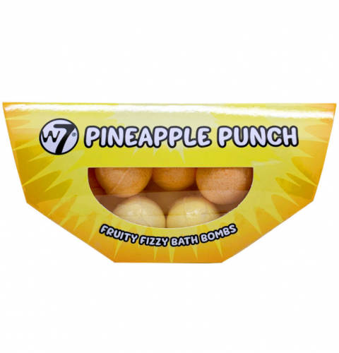 Set 10 bile efervescente de baie w7 pineapple punch fruity fizzy bath bombs, 10 x 10 g