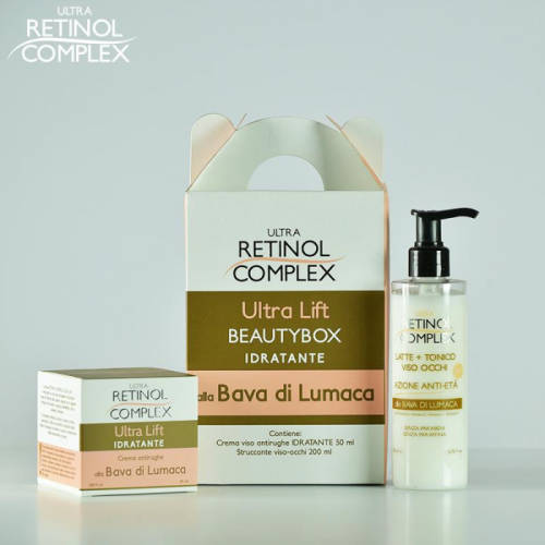 Set cadou beauty box cu extract de melc: crema antirid si lapte demachiant ultra retinol complex