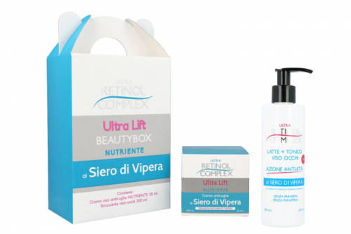 Set cadou beauty box cu venin de vipera: crema antirid si lapte demachiant ultra retinol complex