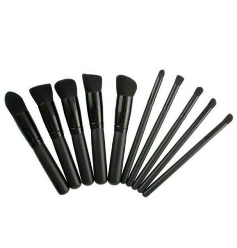 Set de 10 pensule profesionale top quality kabuki lilyz, carbon black