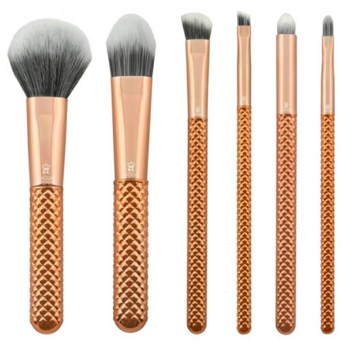 Set pensule profesionale royal langnickel moda metallics total face flip kit, 7 piese, rose gold