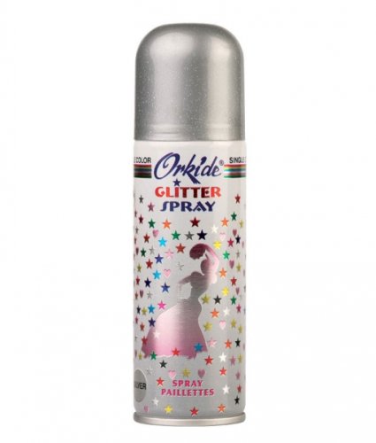 Spray stralucitor argintiu pentru par sau corp orkide glitter spray, 90 ml