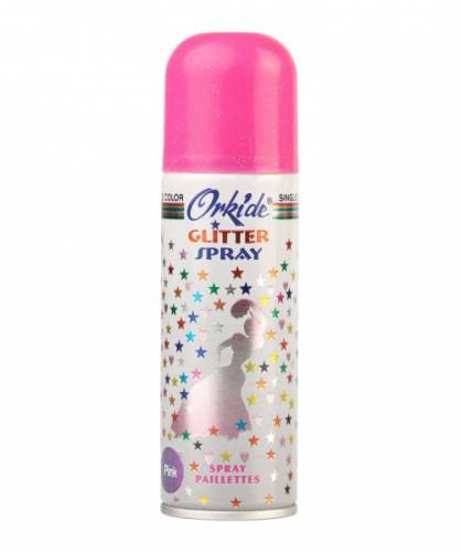 Spray stralucitor roz pentru par si corp orkide glitter spray 90 ml