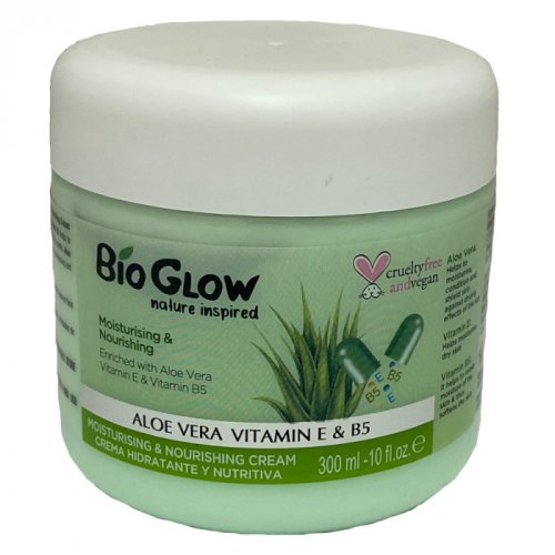 Unt de corp bio glow cu aloe vera, vitamina e b5, pentru calmare, piele sensibila si iritata, 300 ml