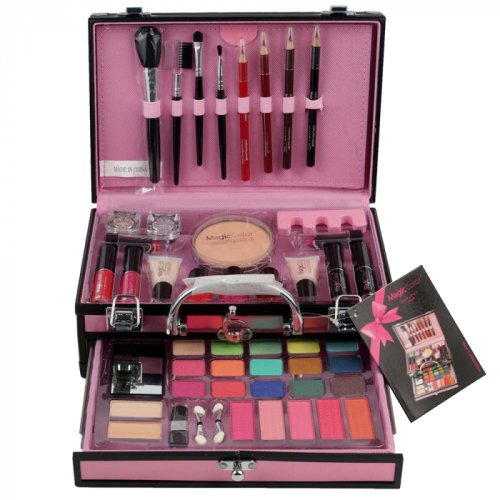 Valiza profesionala machiaj, multifunctionala, magic color makeup kit, pink secret