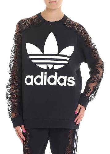 Adidas By Stella Mccartney black sweatshirt with maxi white logo print black