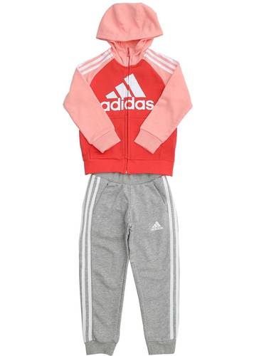 Adidas french terry tracksuit in pink and grey coral color pink