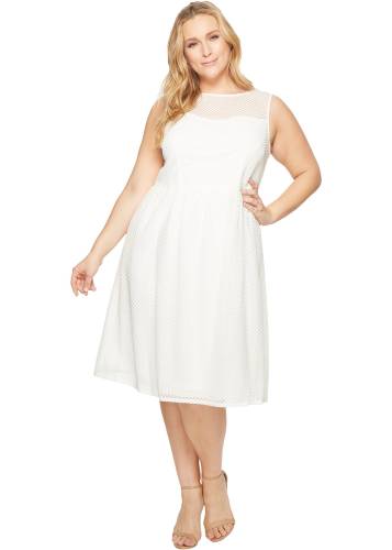Adrianna Papell plus size embroidered diamonds fit and flare ivory
