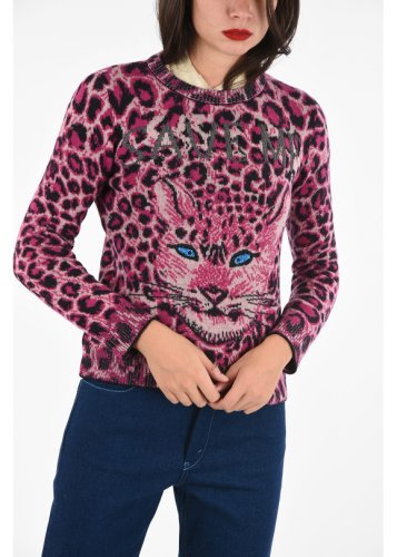 Alberta Ferretti animal printed save me crewneck sweater pink