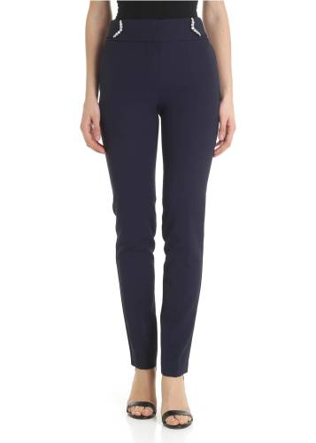 Blugirl blue trousers with jewel detail blue