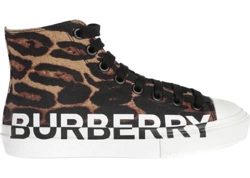 Burberry logo detail leopard print high-top sneakers animal print