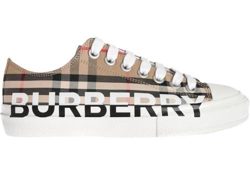 Burberry vintage check sneaker and logo print beige