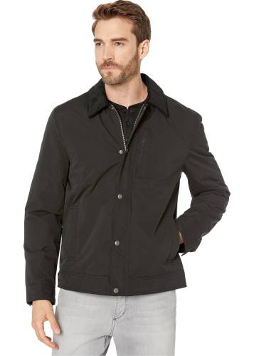 Cole Haan city rain padded barn jacket with corduroy collar black