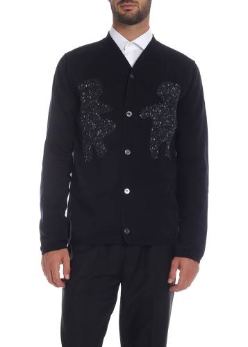 Comme Des Garçons cardigan in blue with gray inlays blue