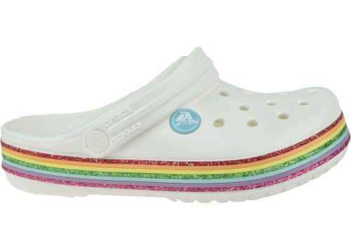 Crocs rainbow glitter clog white