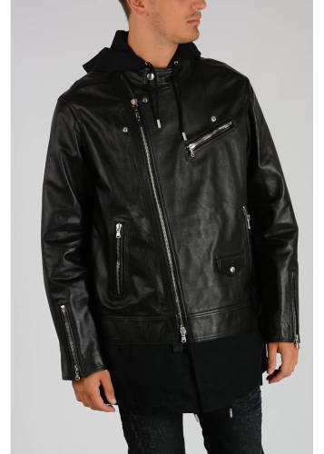 Diesel black gold leather laon-m jacket n/a