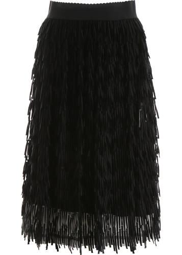 Dolce & Gabbana fringed tulle skirt nero