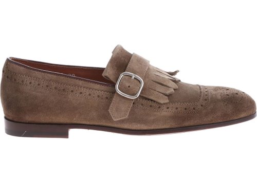 Doucals Doucal's fringed suede loafers in green brown