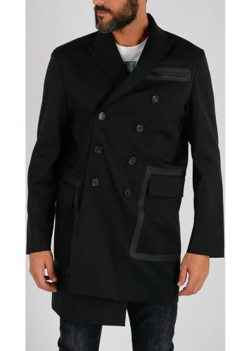 Dsquared2 asymmetrical double breasted coat black