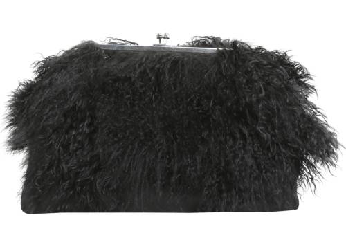 Dsquared2 clutch with mongolian fur inserts black
