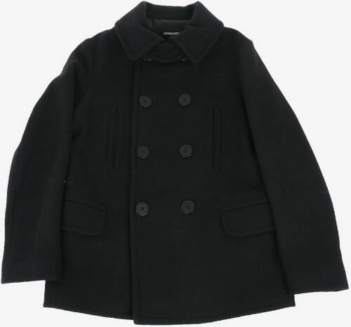 Dsquared2 Kids double breasted balmacaan coat black