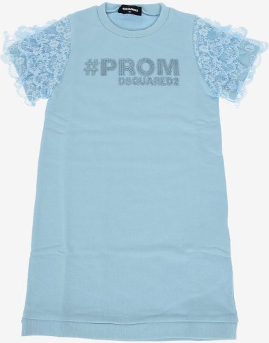 Dsquared2 Kids jersey dress with lace sleeves light blue