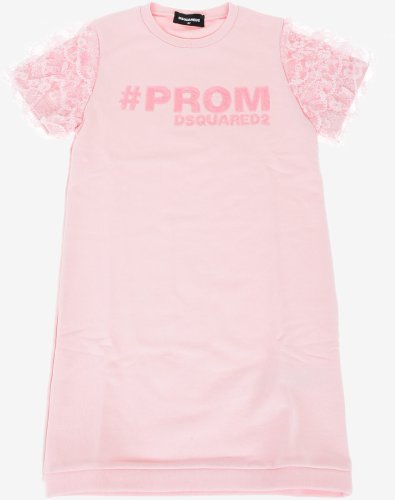Dsquared2 Kids jersey dress with laced sleeves pink