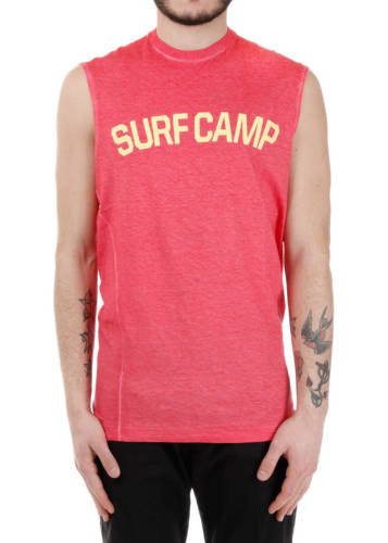 Dsquared2 printed cotton linen sleeveless t-shirt pink