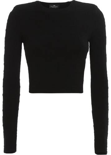 Elisabetta Franchi embossed fabric top and skirt in black black