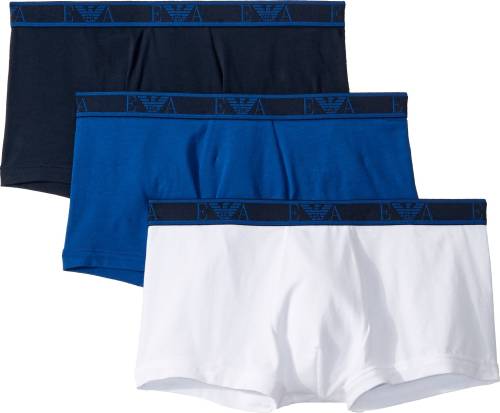 Emporio Armani monogram 3-pack trunks royal blue/white/marine